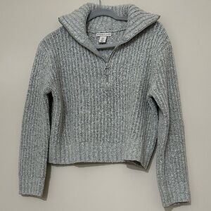 Grey knit quarter zip sweater